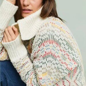Anthropologie Sleeping on Snow Chalet Jacquard Sweater Size Large